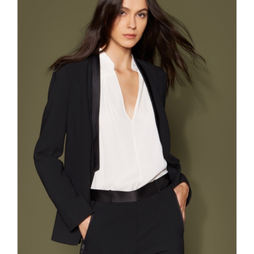 Halston Heritage SLIT CUFF WOOL BLAZER XS black blazer